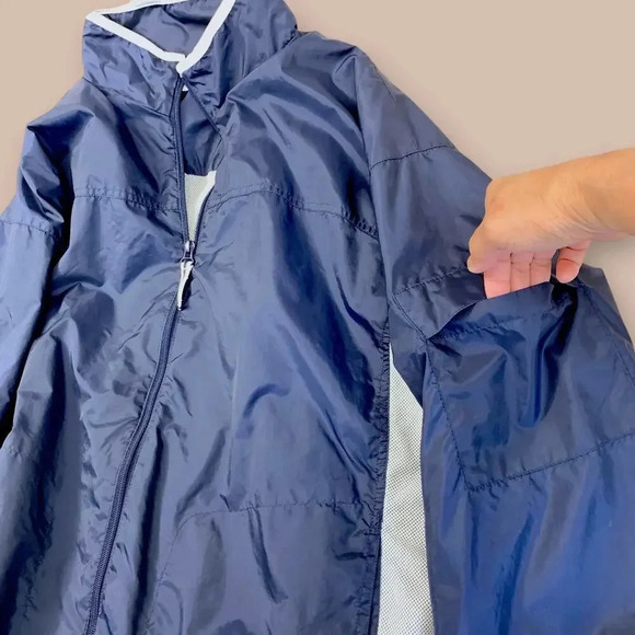 Wilson Lightweight Golf Winbreaker Rain Jacket Zip Up Size XL Navy White Lined - Picture 8 of 12